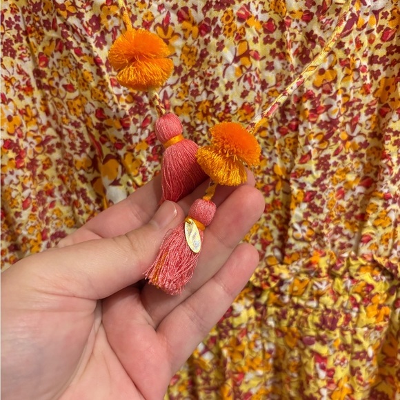 Poupette St. Barth Mini Dress Triny Ruffled Yellow Glory Size Small - Picture 10 of 10